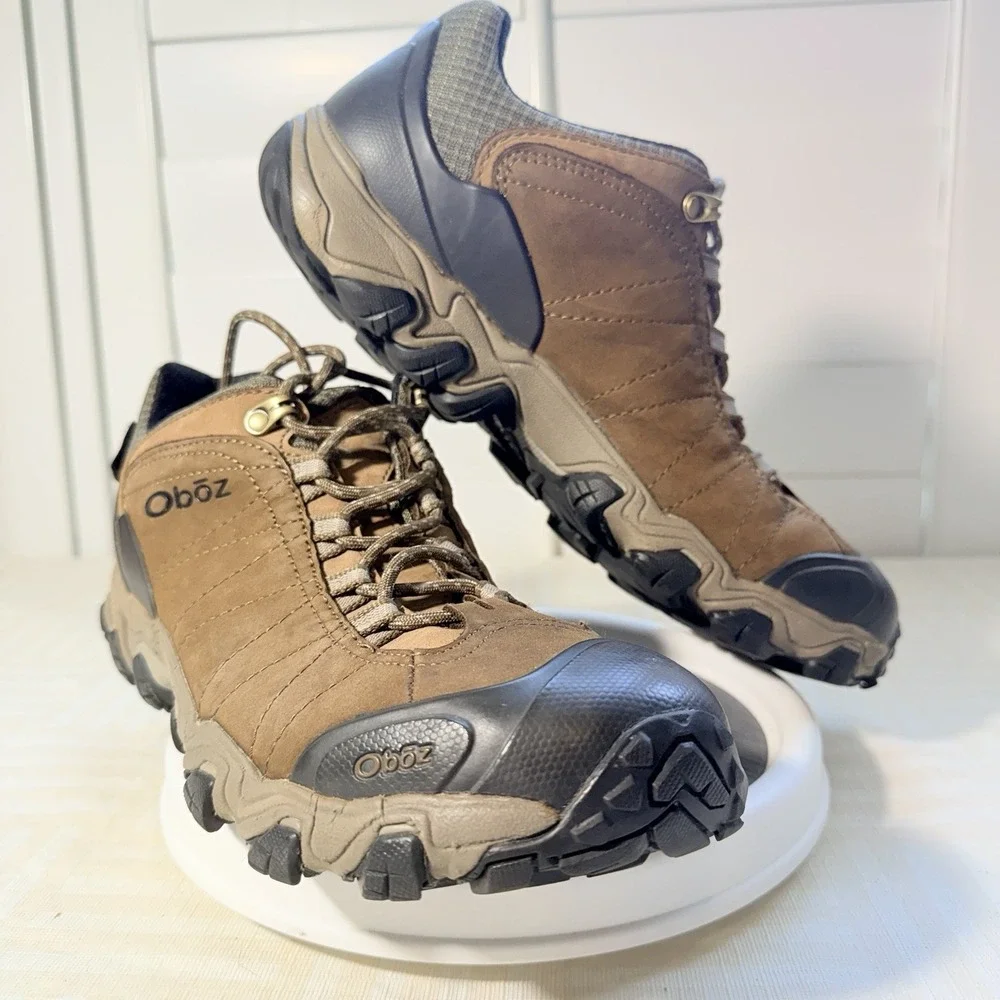 Oboz Bridger Low BDry Waterproof Hiking Shoes Sneakers Brown Black Mens Size 9.5